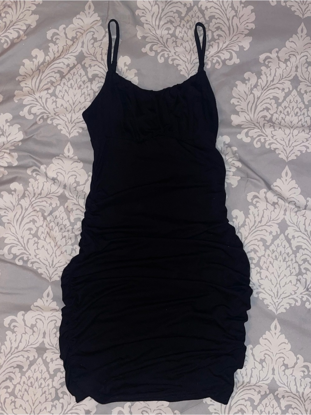 Black Ruched Bust Mini  Bodycn Dress